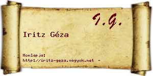 Iritz Géza névjegykártya